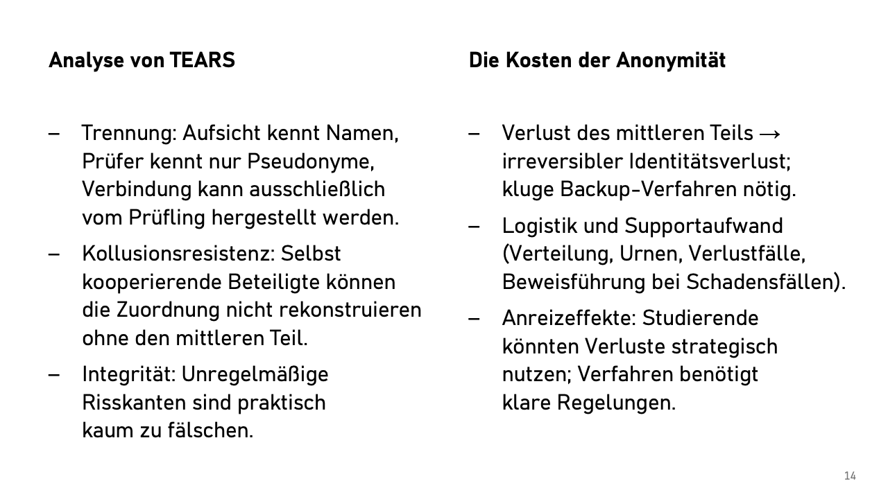 TEARS Sicherheitsanalyse: Verteiltes Wissen macht Manipulation unmöglich, physikalische Risskanten sind unfälschbar