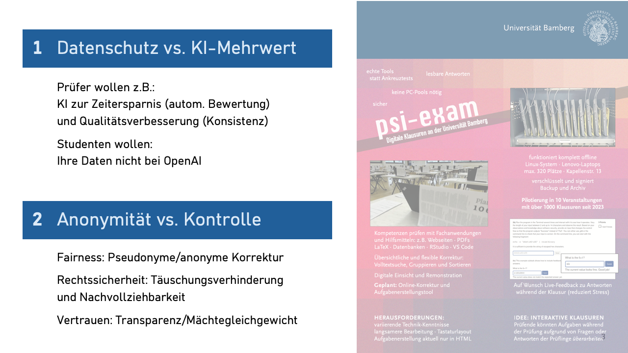 Die zwei Zielkonflikte: 1. Datenschutz vs. KI-Mehrwert, 2. Anonymität vs. Kontrolle