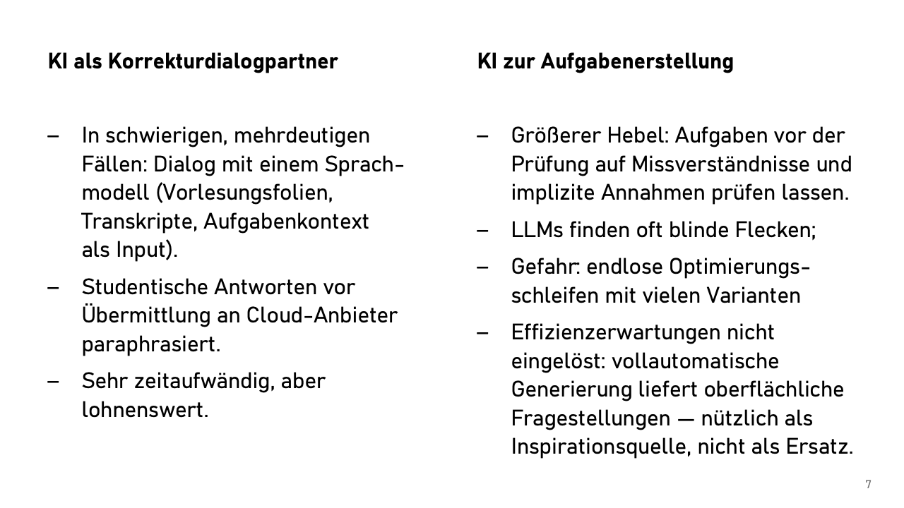 KI-Anwendungen in der Prüfungspraxis: Korrekturdialog, Aufgabenqualität, automatische Bewertung