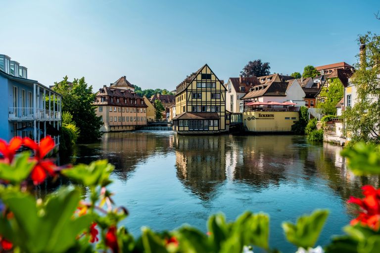 Foto von Gebäuden an der Regnitz in Bamberg
